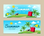2 summer vacation banner vector